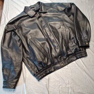 Vintage Royal Arts XXL Black 100% Leather Moto Jacket Removable Faux Fur Liner